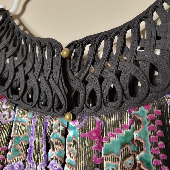 Moulinette Soeurs Anthropologie Linnea Burnout Velvet Metallic Dress Size XS - Picture 6 of 13